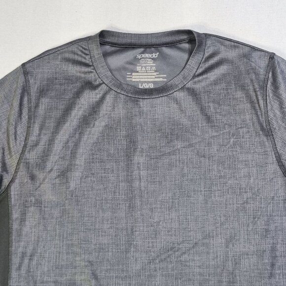 Speedo Block the Burn swim shirt men's size L grey black UV guard - Picture 2 of 10
